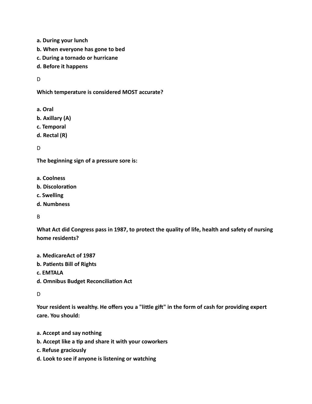 Preview page 5 of Fundamentals of Nursing Final Exam Practice Test & Answer