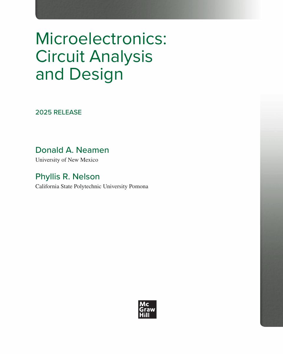 Preview page 3 of eBook PDF Microelectronics Circuit Analysis and Design 2025 Release By Donald Neamen, Phyllis Nelson
