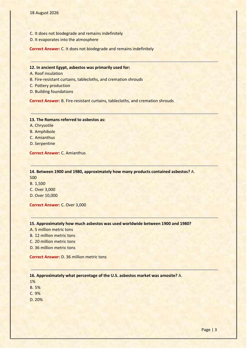 Preview page 3 of Comprehensive Asbestos Inspector Certification 2026/2027  Test Exam 150 comprehensive questions | FREQUENTLY  MOST TESTE