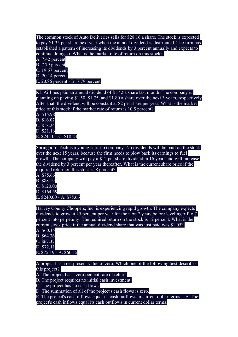 Preview page 2 of LSU FIN 3716: Final Exam/WITH 100% CORRECT ANSWERS