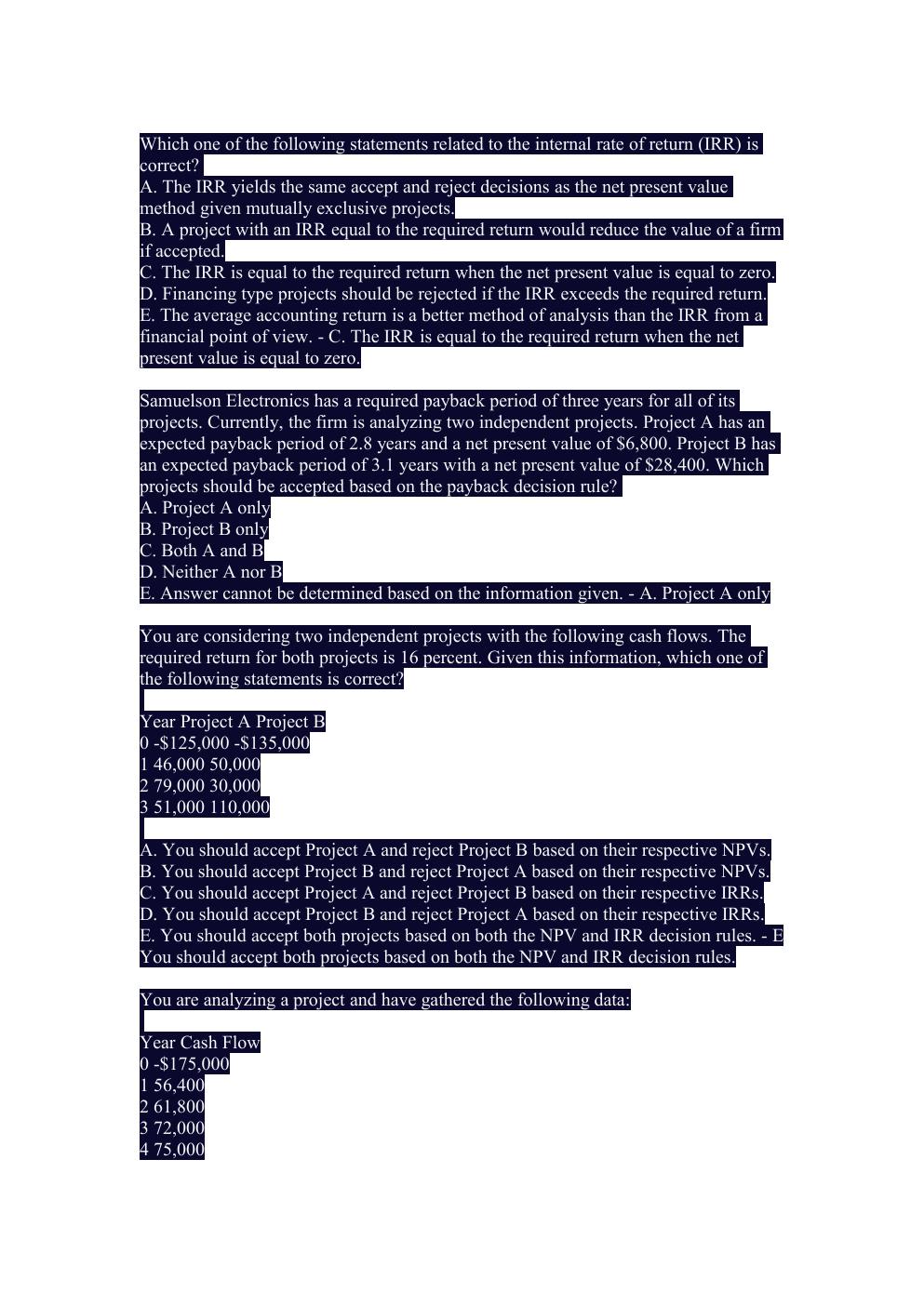 Preview page 3 of LSU FIN 3716: Final Exam/WITH 100% CORRECT ANSWERS