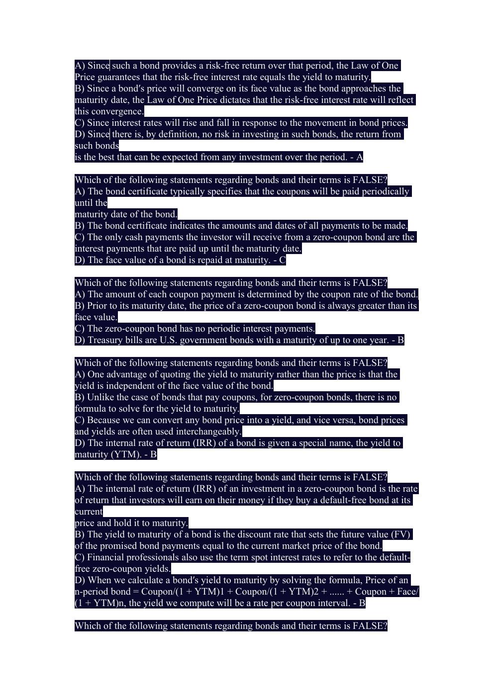 Preview page 2 of FIN 3716 LSU Examination/ WITH 100% CORRECT ANSWERS