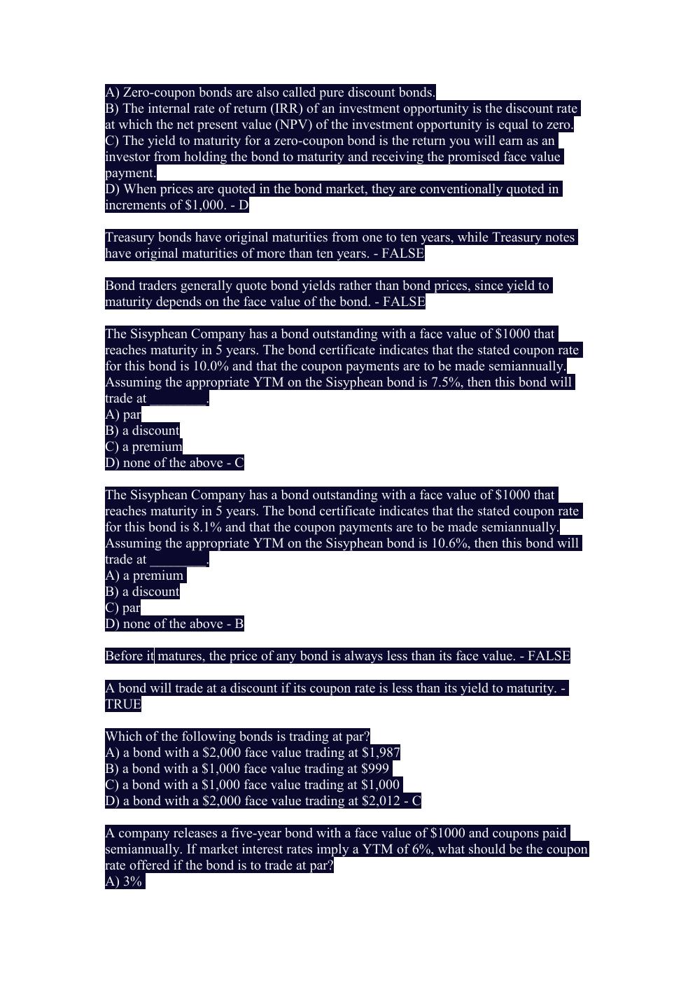 Preview page 3 of FIN 3716 LSU Examination/ WITH 100% CORRECT ANSWERS