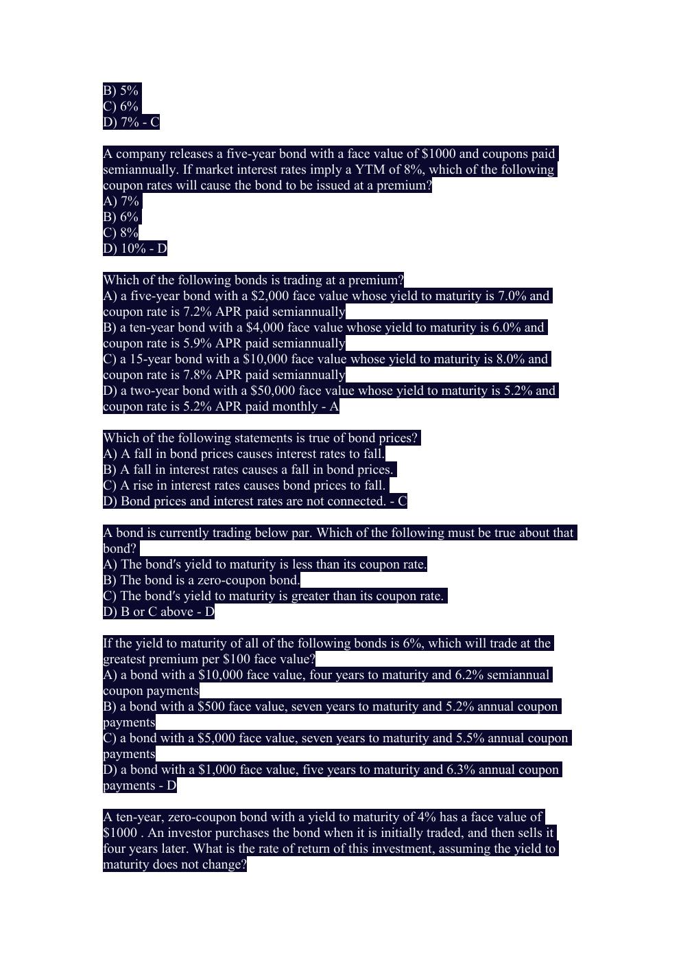 Preview page 4 of FIN 3716 LSU Examination/ WITH 100% CORRECT ANSWERS