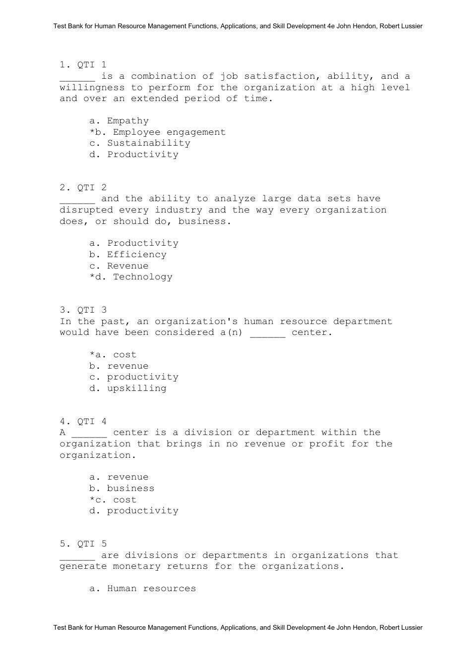 Preview page 4 of Test Bank For Human Resource Management Functions, Applications, and Skill Development 4th Eidtion By John Hendon, Rober