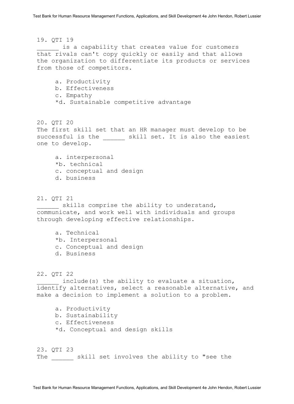 Preview page 8 of Test Bank For Human Resource Management Functions, Applications, and Skill Development 4th Eidtion By John Hendon, Rober