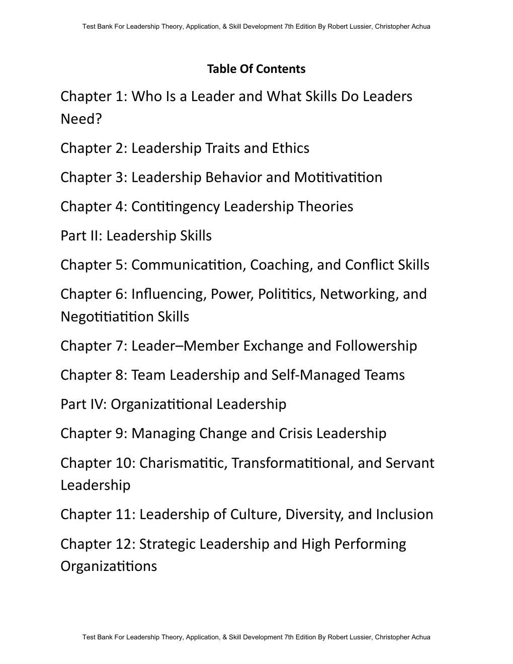 Preview page 5 of Test Bank For Leadership Theory, Application, & Skill Development 7th Edition By Robert Lussier, Christopher Achua