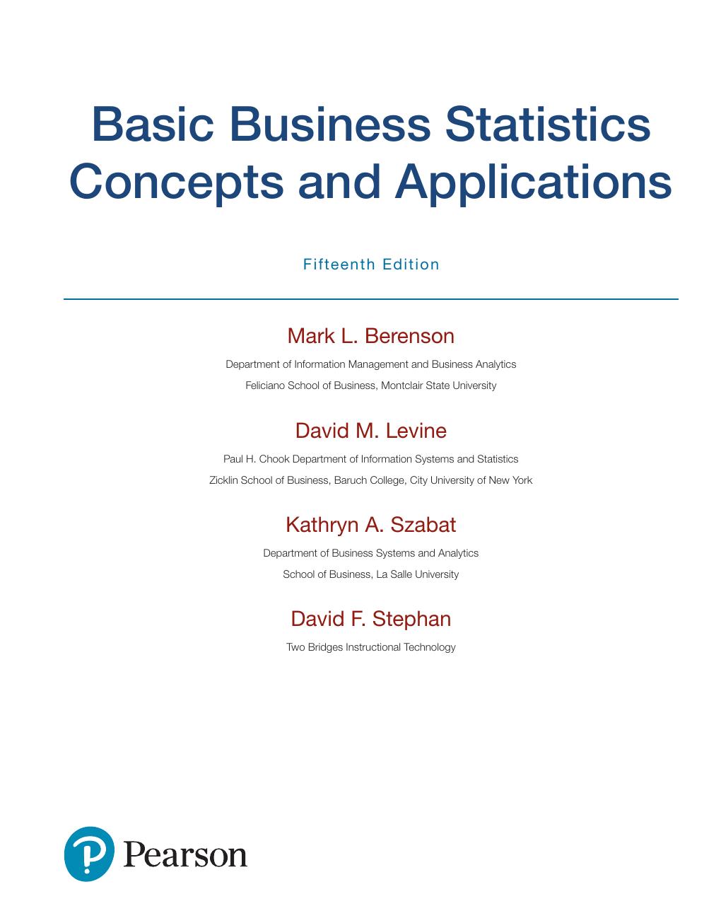 Preview page 7 of eBook PDF Basic Business Statistics Concepts and Applications 15th Edition By Mark Berenson, David Levine, Kathryn Szaba