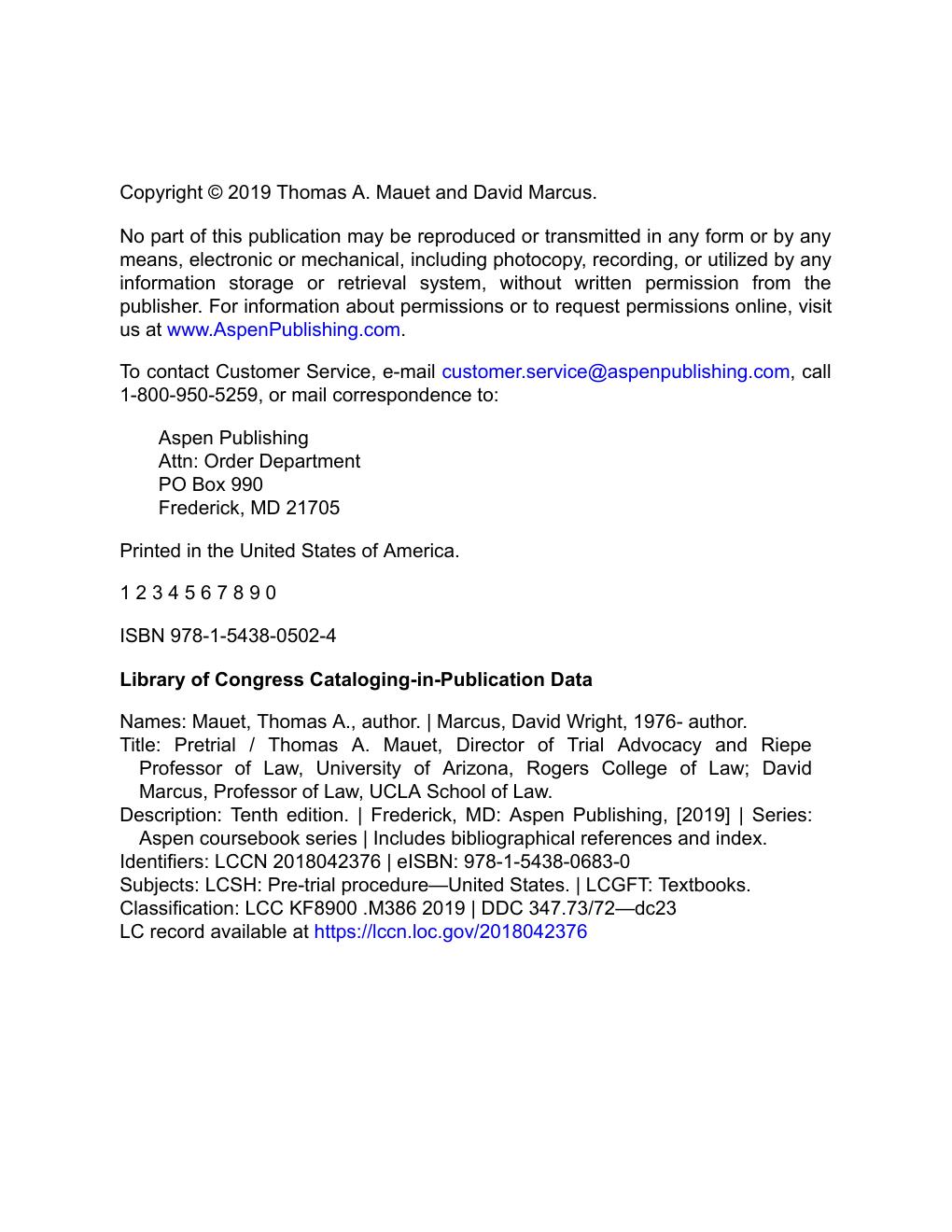 Preview page 6 of Pretrial 10th Edition By Thomas A. Mauet, David Marcus