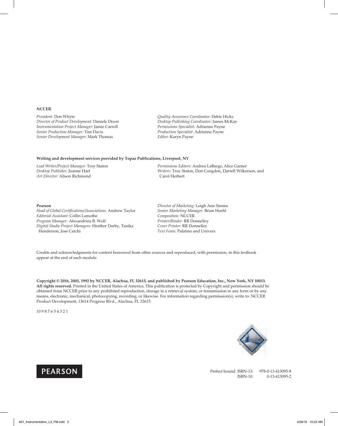 Preview page 3 of Instrumentation Trainee Guide, Level 3 3rd Edition By NCCER