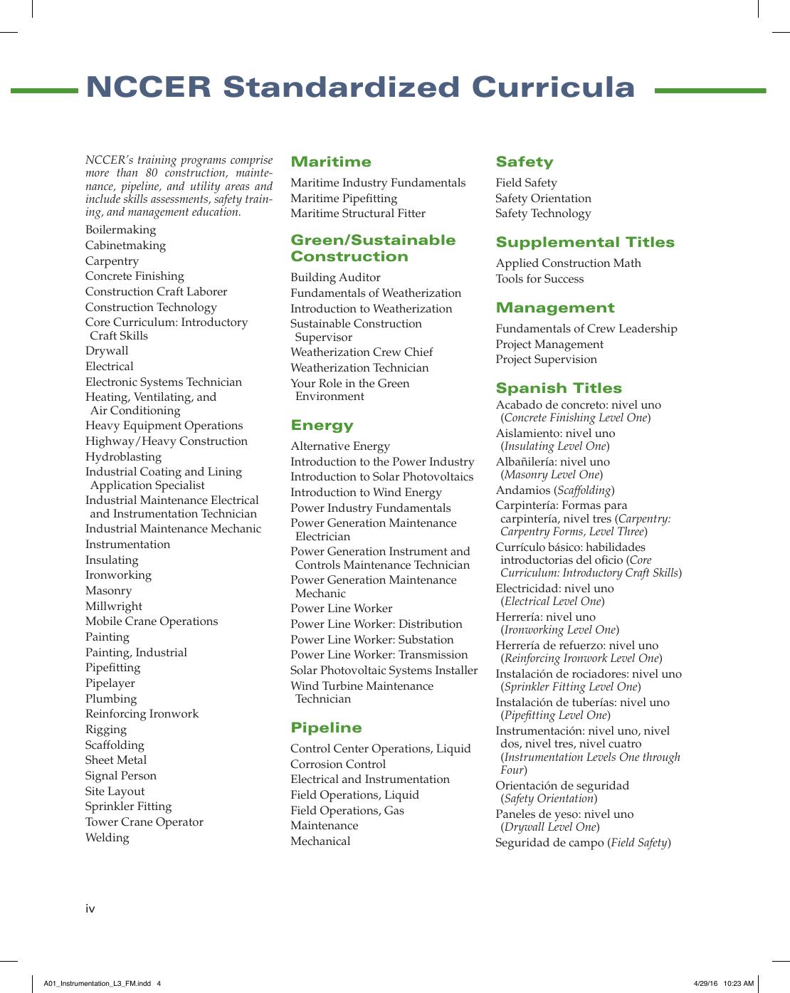 Preview page 7 of Instrumentation Trainee Guide, Level 3 3rd Edition By NCCER