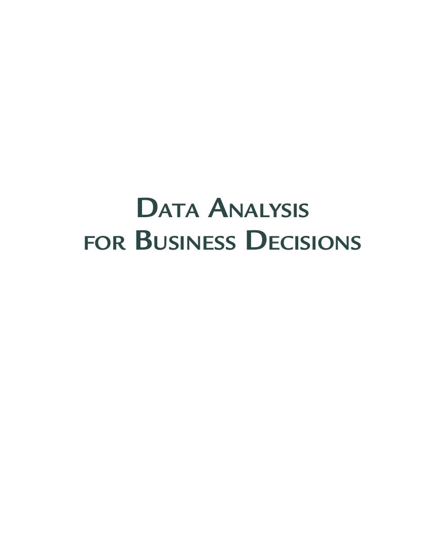 Preview page 2 of Data Analysis for Business Decisions Case Studies in Excel, R, and ChatGPT 3rd Edition By Andres Fortino