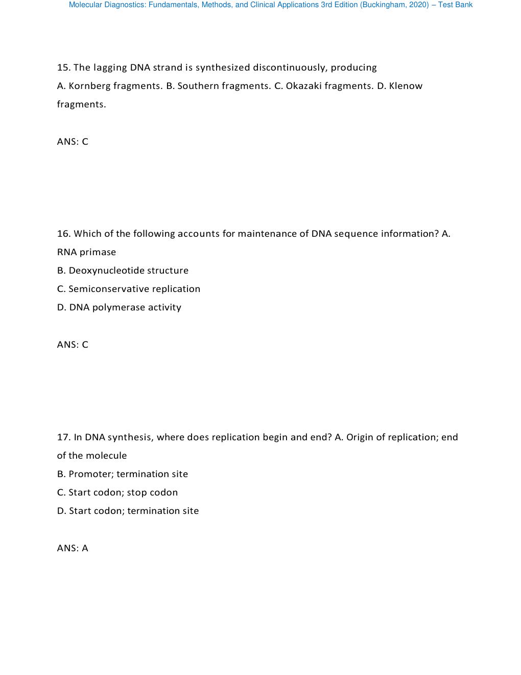 Preview page 7 of Test Bank - Molecular Diagnostics: Fundamentals, Methods, and Clinical Applications 3rd Edition