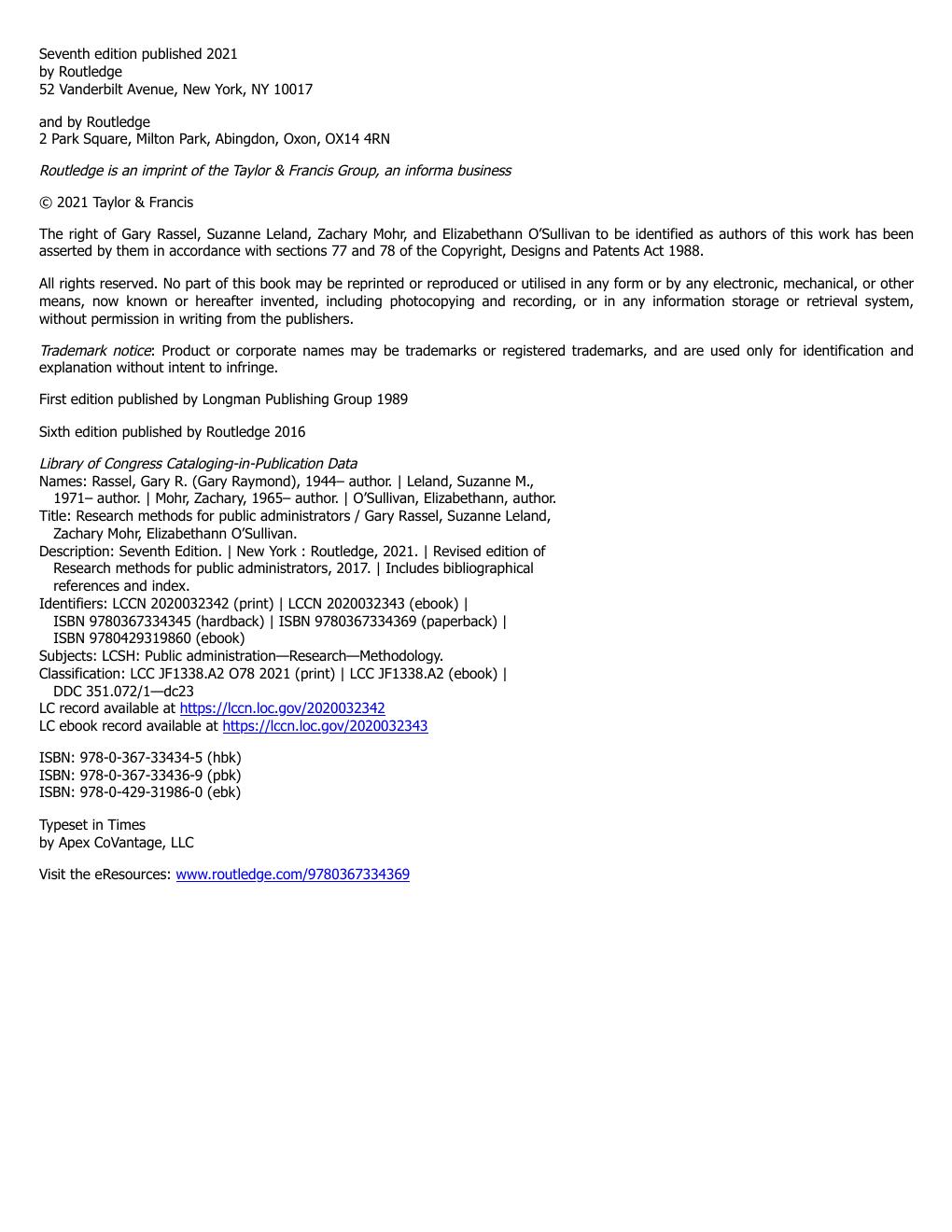 Preview page 4 of Research Methods for Public Administrators 7th Edition By Gary Rassel, Suzanne Leland, Zachary Mohr