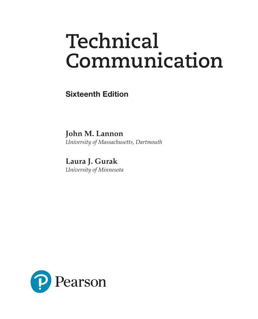 Preview page 2 of Technical Communication 16th Edition By John Lannon, Laura Gurak