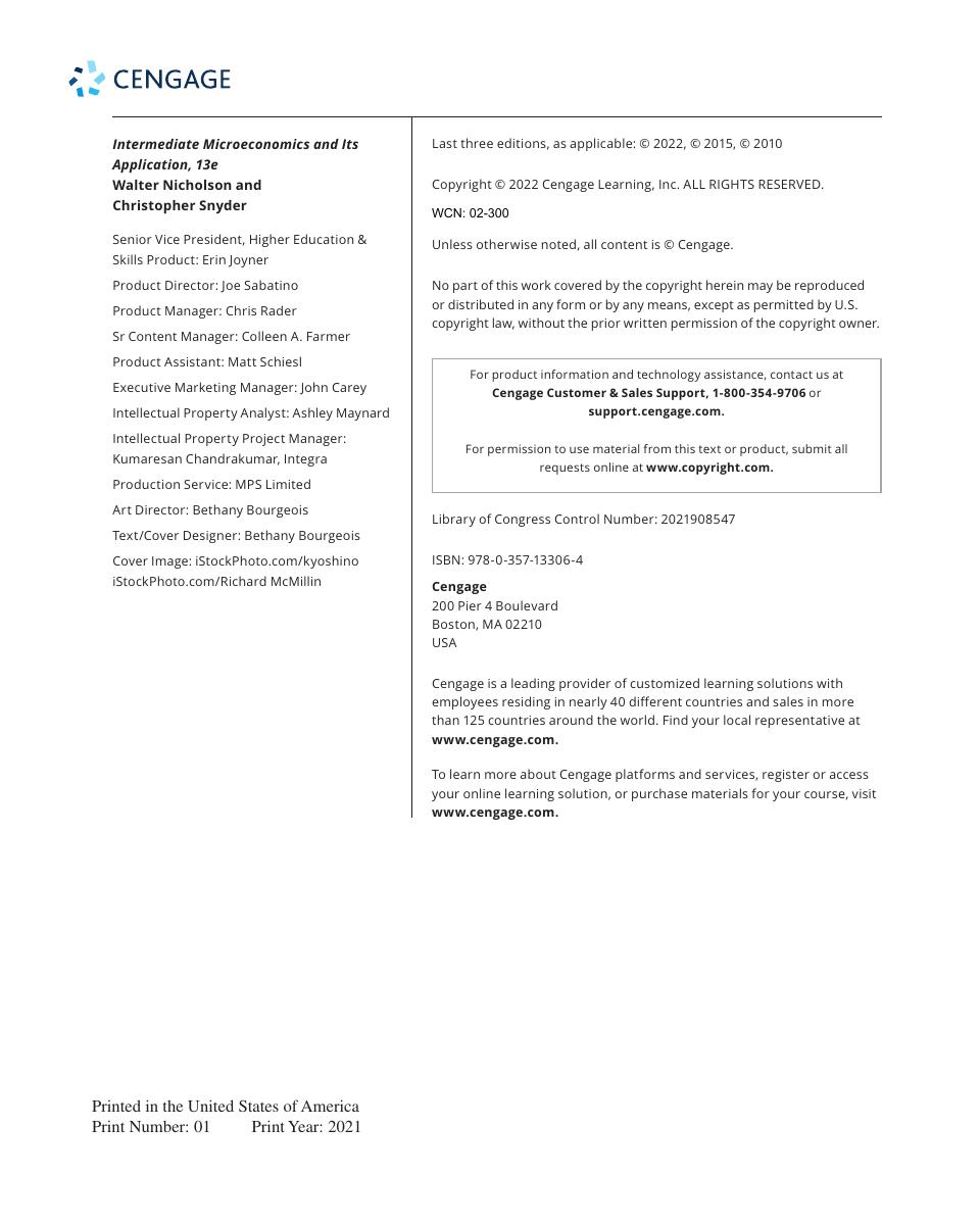 Preview page 3 of Intermediate Microeconomics and Its Application 13th Edition By Walter Nicholson, Christopher M. Snyder eBook PDF