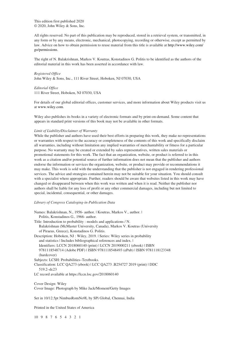 Preview page 5 of Introduction To Probability Models And Applications By N. Balakrishnan, Markos V. Koutras