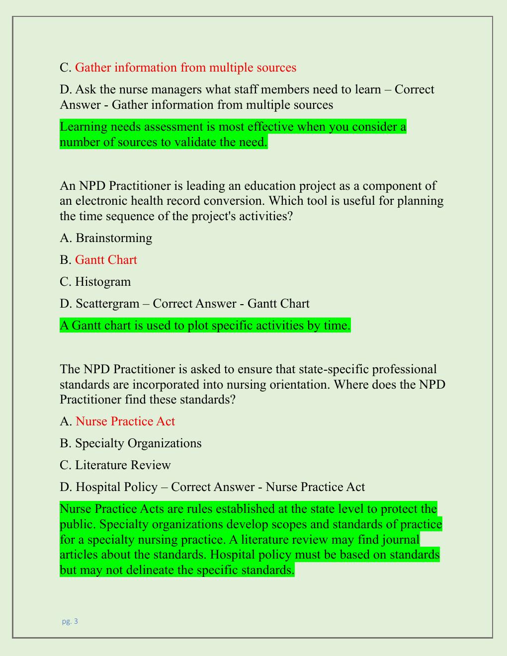 Preview page 3 of NPD CERTIFICATION EXAM AND PRACTICE EXAM  NEWEST 2026 TEST BANK| NURSING PROFESSIONAL  DEVELOPMENT (NPD) CERTIFICATION E