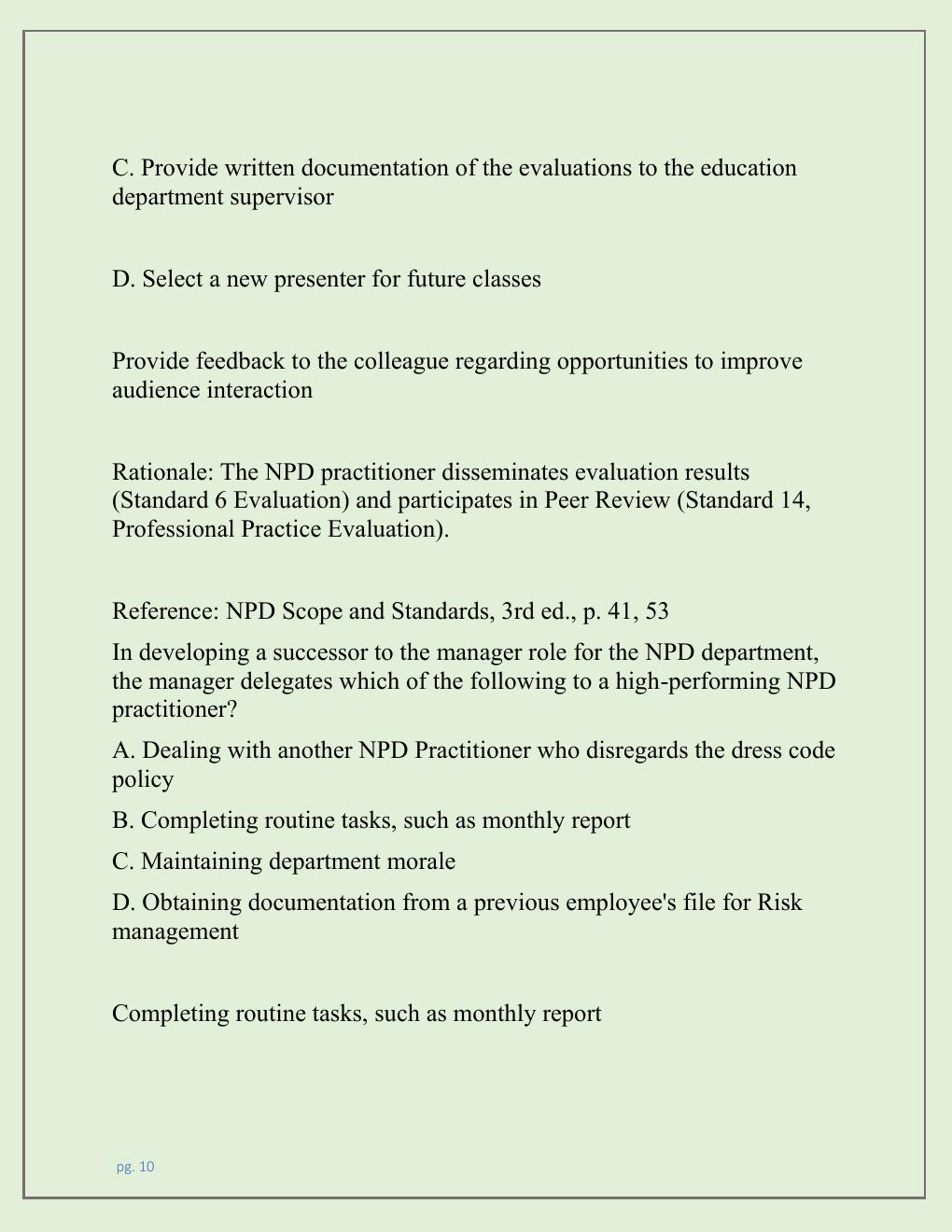 Preview page 10 of NPD CERTIFICATION EXAM AND PRACTICE EXAM  NEWEST 2026 TEST BANK| NURSING PROFESSIONAL  DEVELOPMENT (NPD) CERTIFICATION E