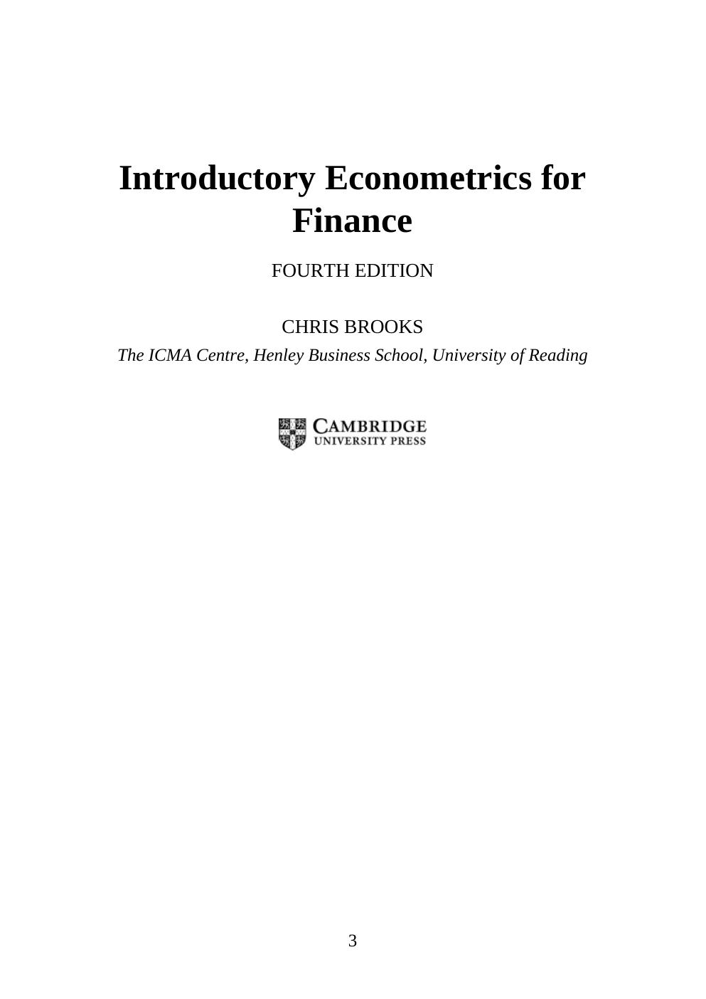 Preview page 3 of Introductory Econometrics for Finance 4th Edition By Chris Brooks