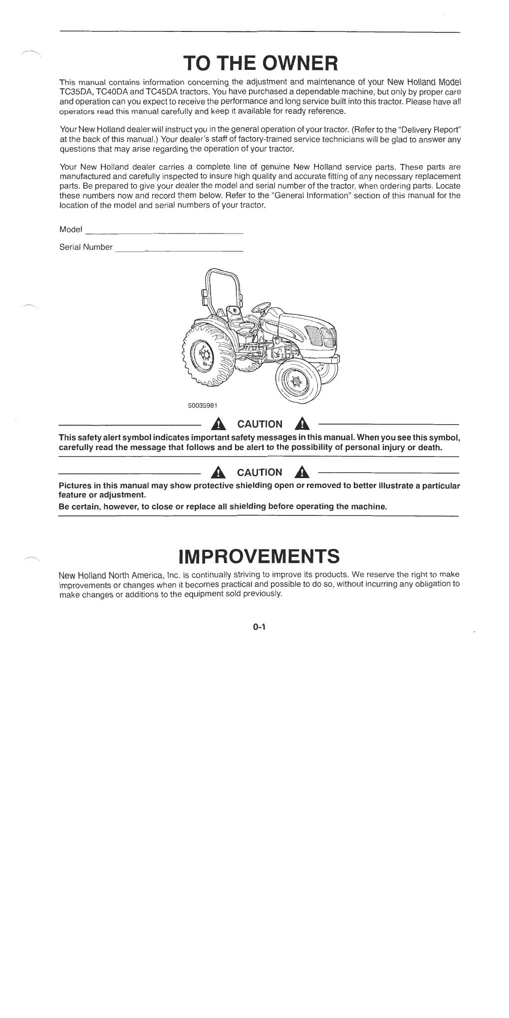 Preview page 2 of New Holland TC35DA TC40DA TC45DA Tractors OPERATOR Manual
