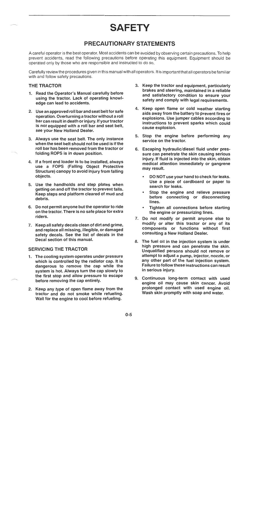 Preview page 6 of New Holland TC35DA TC40DA TC45DA Tractors OPERATOR Manual