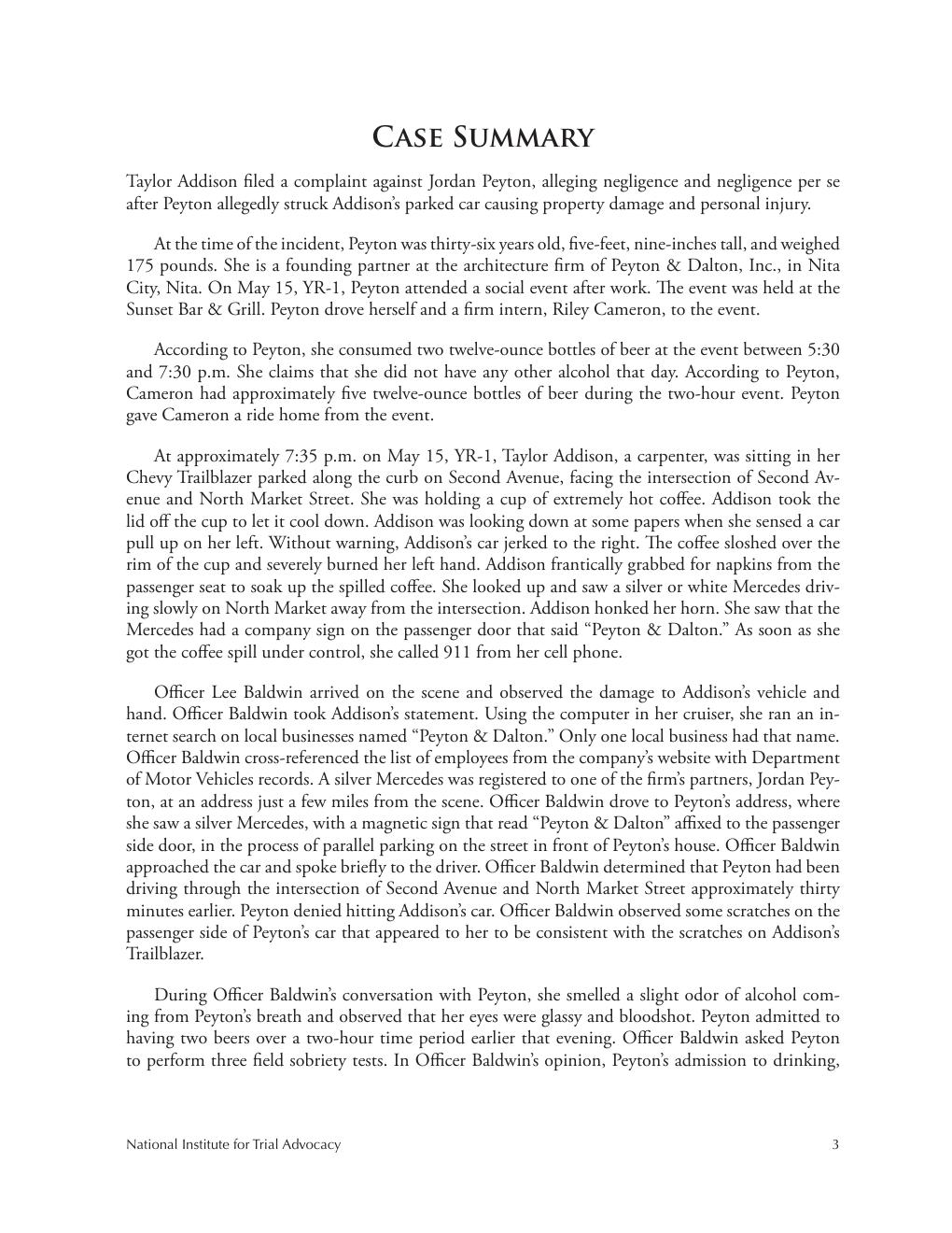 Preview page 9 of Addison v. Peyton Case File 3rd Edition By Elizabeth Boals