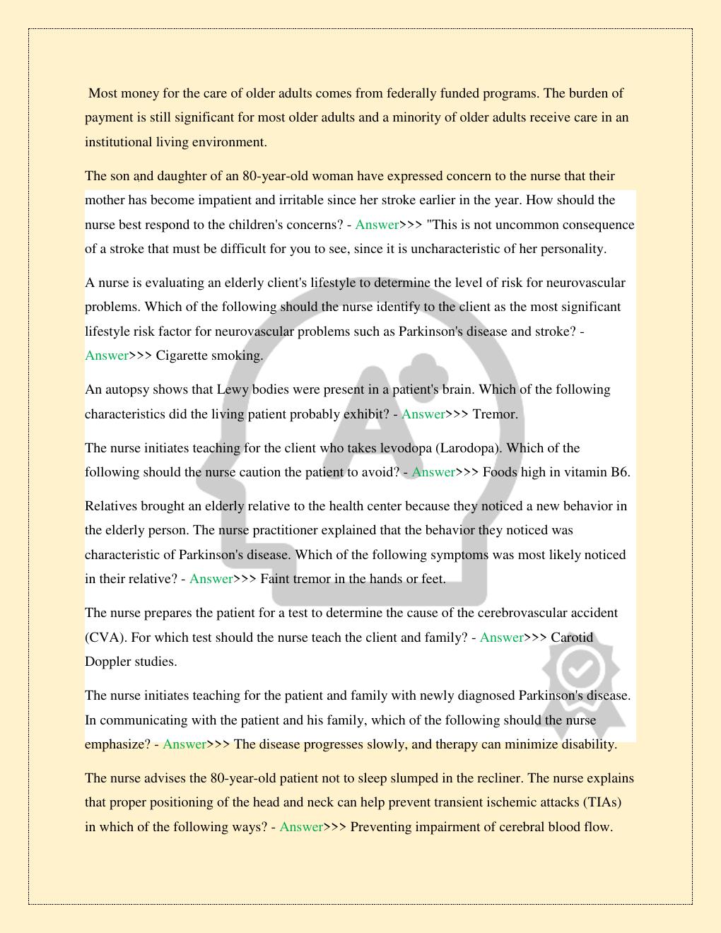 Preview page 5 of GERONTOLOGICAL NURSING ELIOPOULOS 8TH EDITION COMMON AGING CHANGES CHAPTER 5 FINAL TEST EXAM THE AGING POPULATION CHAPTE