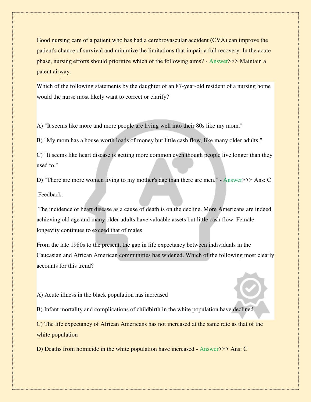 Preview page 6 of GERONTOLOGICAL NURSING ELIOPOULOS 8TH EDITION COMMON AGING CHANGES CHAPTER 5 FINAL TEST EXAM THE AGING POPULATION CHAPTE