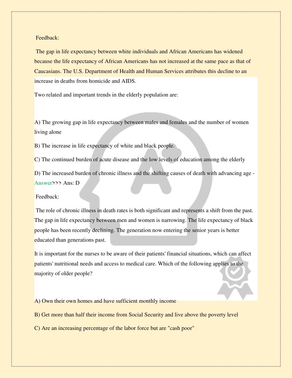 Preview page 7 of GERONTOLOGICAL NURSING ELIOPOULOS 8TH EDITION COMMON AGING CHANGES CHAPTER 5 FINAL TEST EXAM THE AGING POPULATION CHAPTE