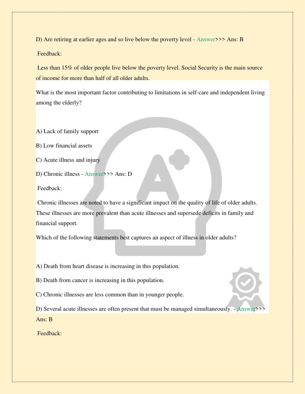 Preview page 8 of GERONTOLOGICAL NURSING ELIOPOULOS 8TH EDITION COMMON AGING CHANGES CHAPTER 5 FINAL TEST EXAM THE AGING POPULATION CHAPTE