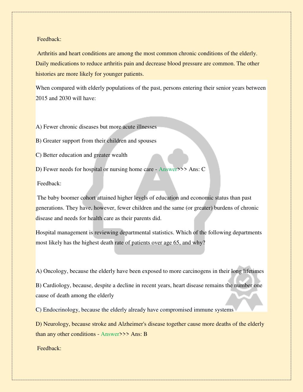 Preview page 10 of GERONTOLOGICAL NURSING ELIOPOULOS 8TH EDITION COMMON AGING CHANGES CHAPTER 5 FINAL TEST EXAM THE AGING POPULATION CHAPTE