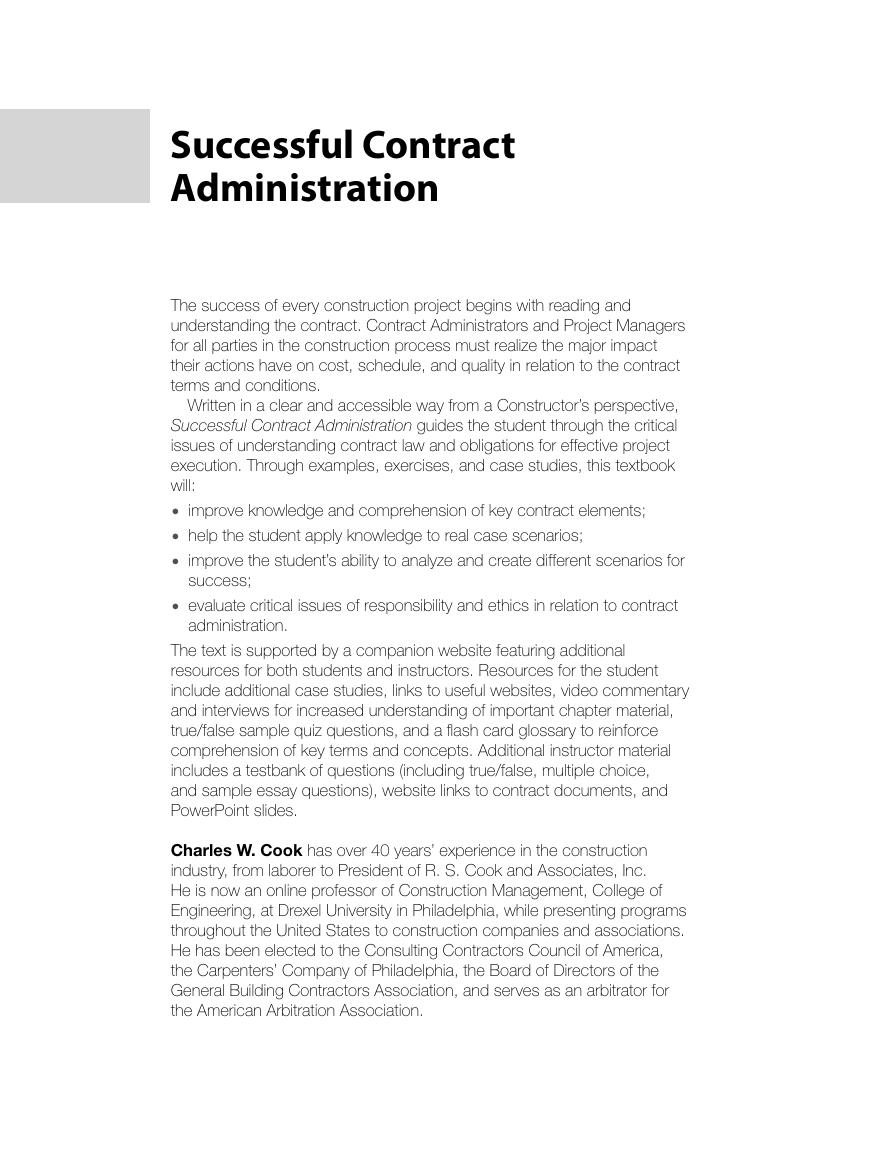 Preview page 2 of Successful Contract Administration For Constructors and Design Professionals 1st Edition By Charles Cook