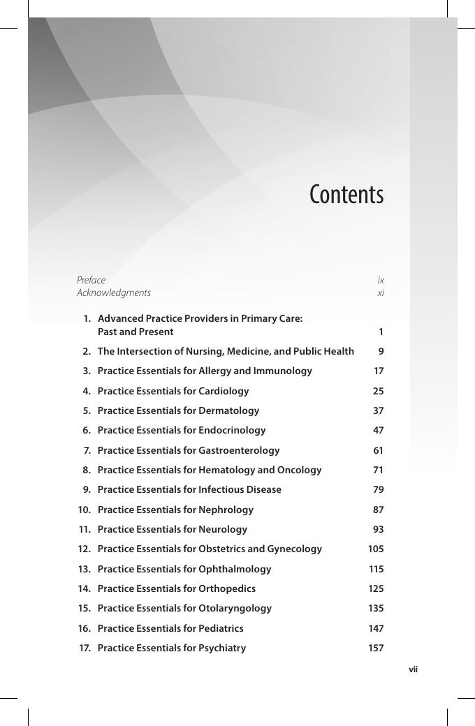Preview page 8 of Fast Facts for Nurse Practitioners Current Practice Essentials for the Clinical Subspecialties 1st Edition By Nadine Akt