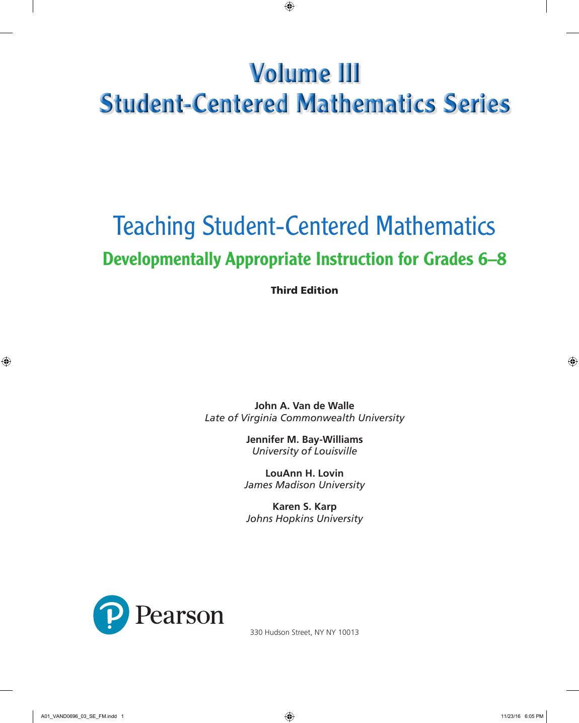 Preview page 2 of eBook PDF Teaching Student-Centered Mathematics Developmentally Appropriate Instruction for Grades 6-8 Volume 3 3rd Edit