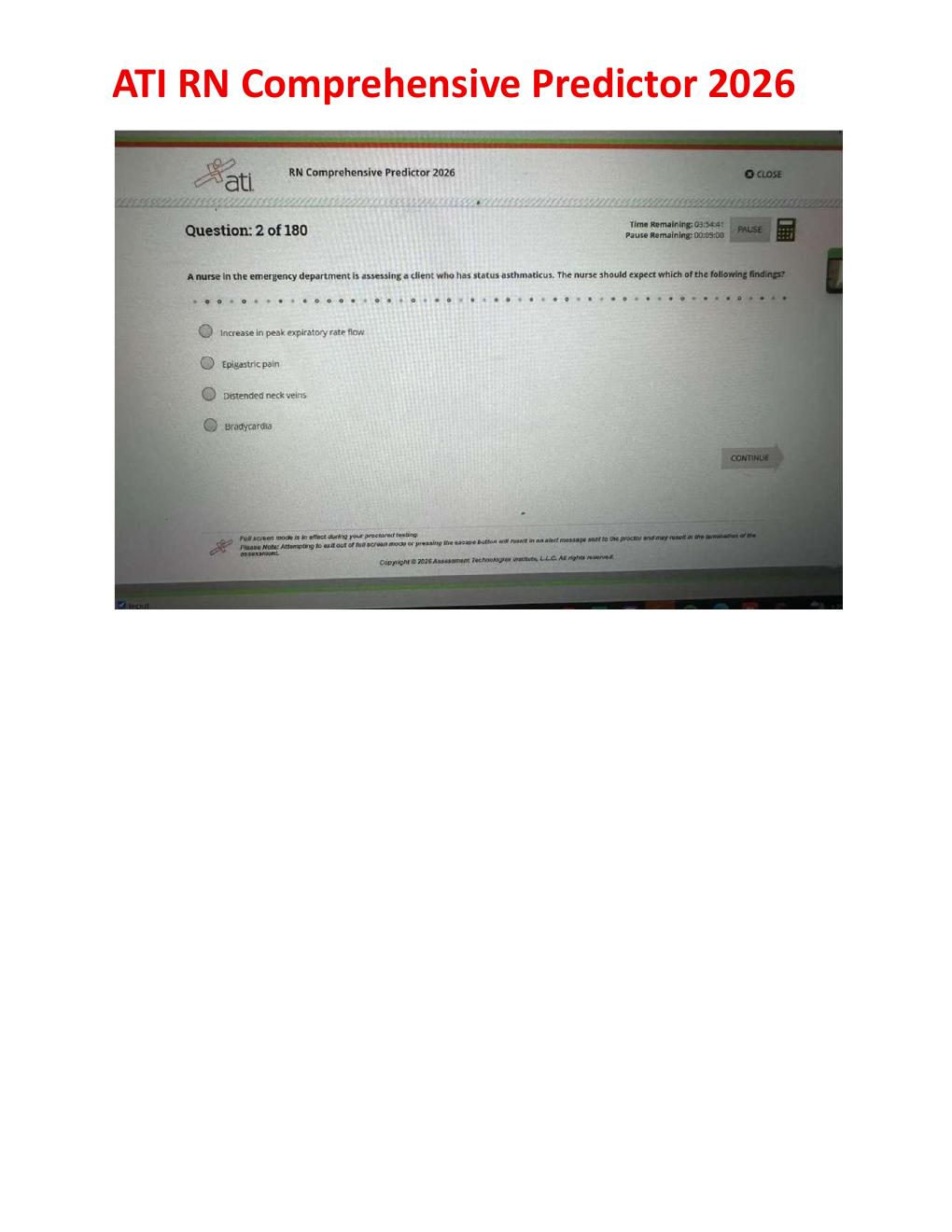 Preview page 3 of ATI RN Comprehensive ADN Predictor Exit Exam 2026 | Level 3 | Practice Questions and Rationales | Complete Review