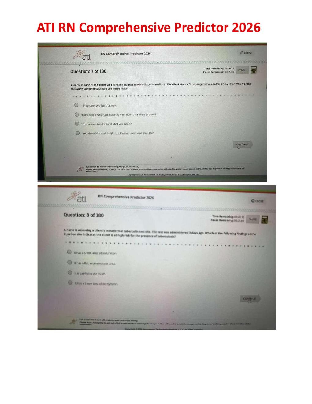 Preview page 7 of ATI RN Comprehensive ADN Predictor Exit Exam 2026 | Level 3 | Practice Questions and Rationales | Complete Review