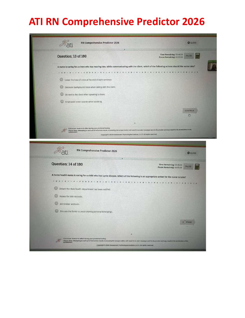 Preview page 10 of ATI RN Comprehensive ADN Predictor Exit Exam 2026 | Level 3 | Practice Questions and Rationales | Complete Review