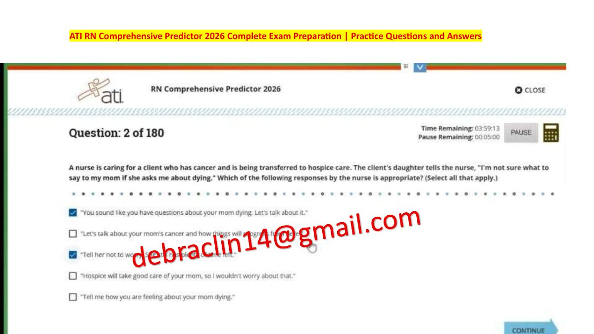 Preview page 2 of ATI RN Comprehensive Predictor 2026 | Level 3 | Complete Exam Preparation | Practice Questions and Answers