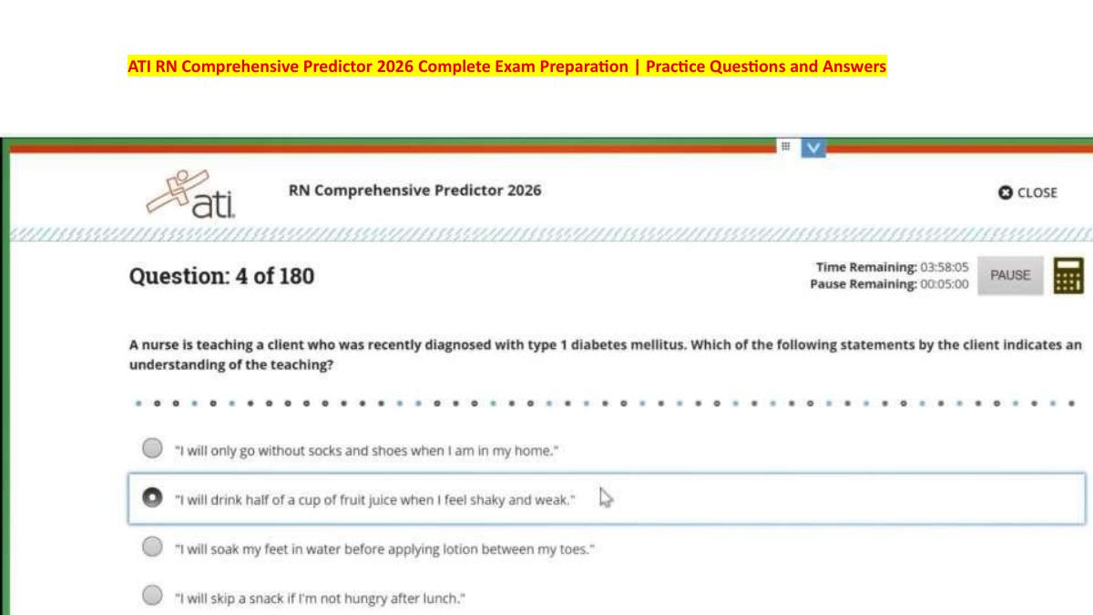 Preview page 4 of ATI RN Comprehensive Predictor 2026 | Level 3 | Complete Exam Preparation | Practice Questions and Answers