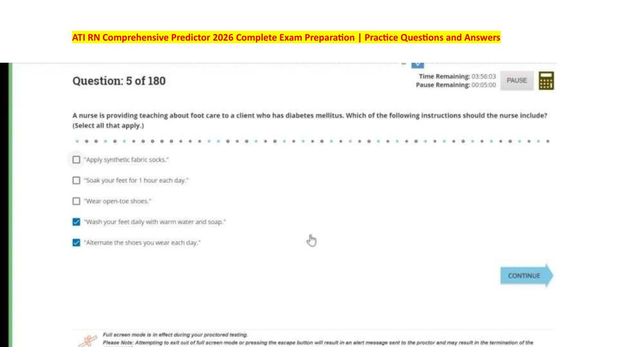 Preview page 5 of ATI RN Comprehensive Predictor 2026 | Level 3 | Complete Exam Preparation | Practice Questions and Answers