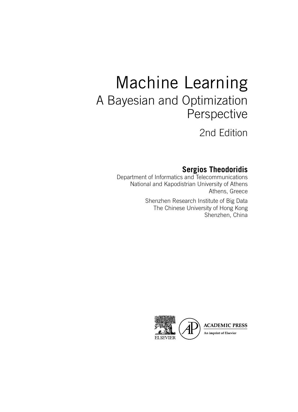 Preview page 4 of Machine Learning A Bayesian and Optimization Perspective 2nd Edition By Sergios Theodoridis