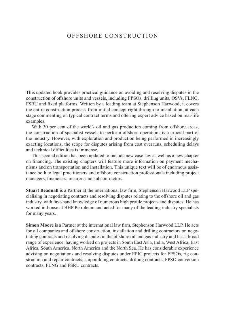 Preview page 2 of Offshore Construction Law and Practice 2nd Edition BY Stuart Beadnall; Simon Moore,