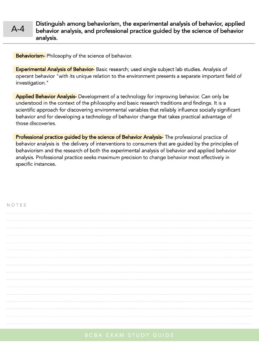 Preview page 7 of Complete  BCBA Exam Study Guide | 5th Edition | Task List Items | Complete ABA Test Prep | BCaBA Terms.