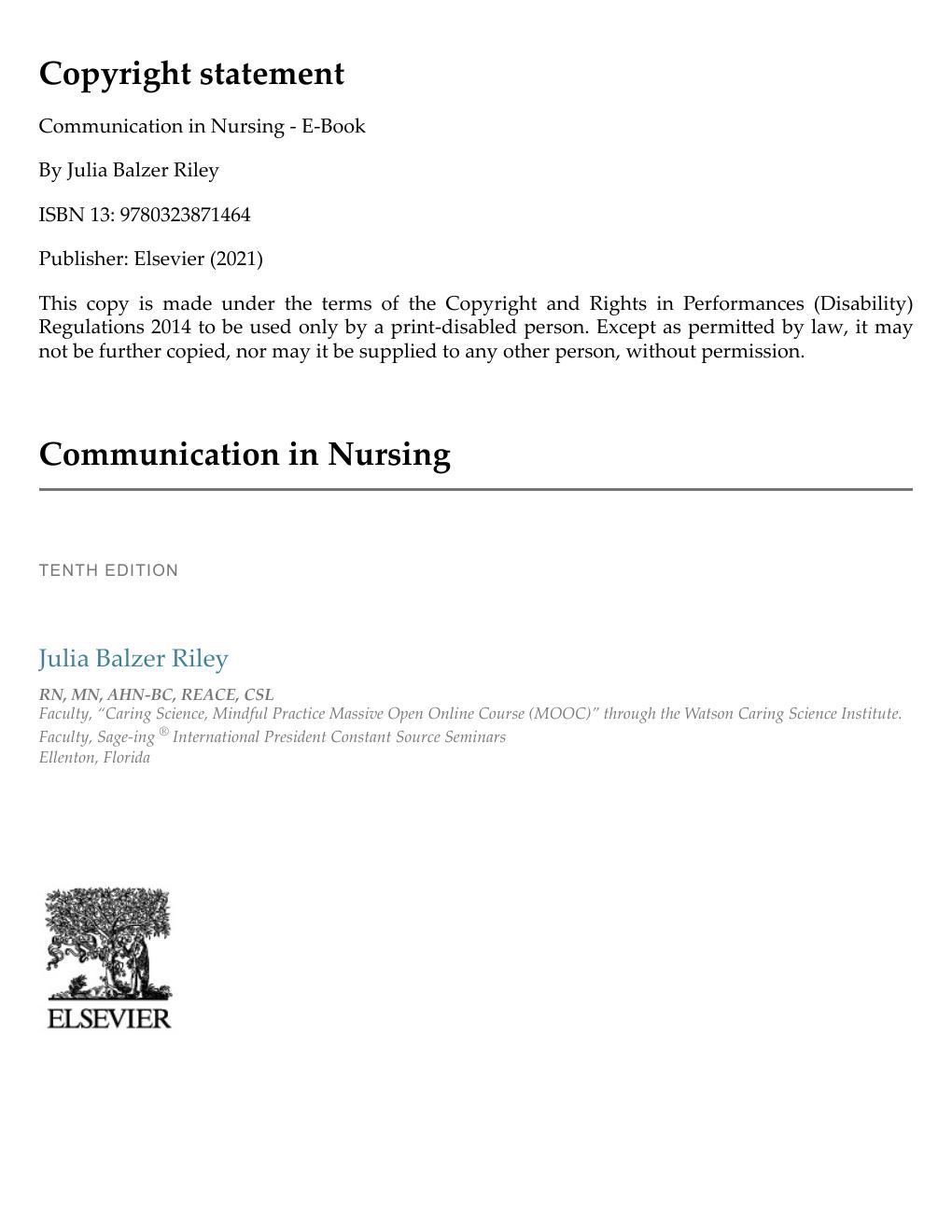 Preview page 2 of Communication in Nursing 10th Edition By Julia Balzer Riley eBook PDF