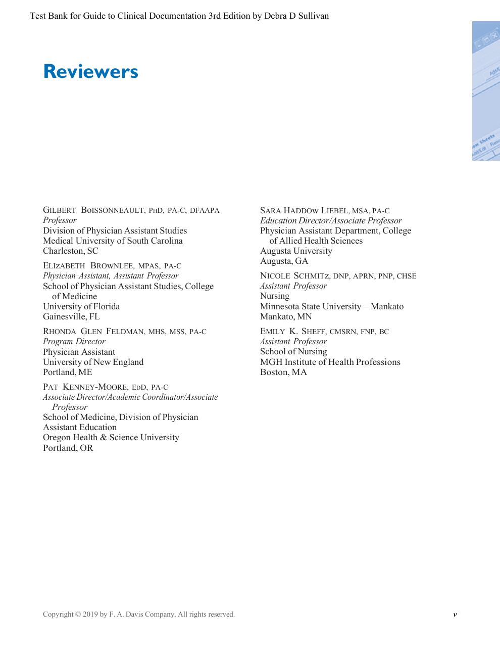 Preview page 8 of Complete Test Bank for Guide to Clinical Documentation 3rd Edition by Debra D Sullivan All Chapters! ALREADY RATED A+ 10