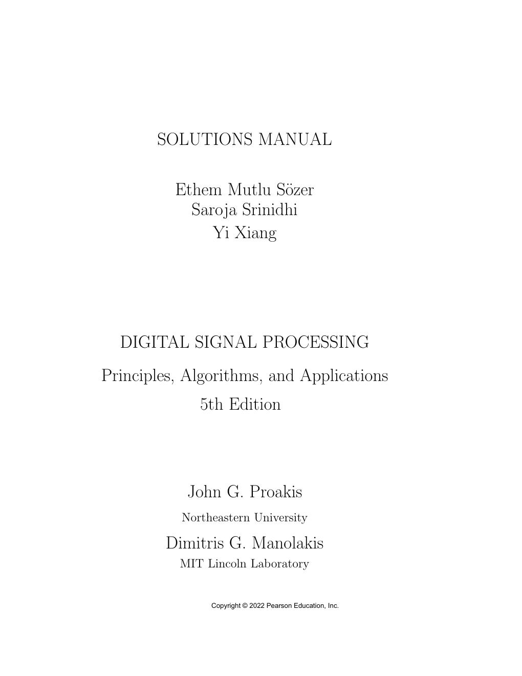 Preview page 2 of Solutions Manual For Digital Signal Processing  Principles, Algorithms and Applications 3rd Edition By John G. Proakis,D