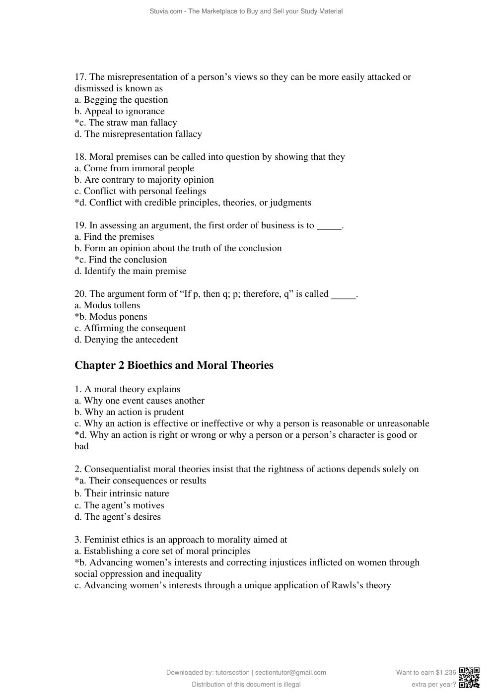 Preview page 3 of Test Bank for Bioethics, Principles, Issues, and Case, 4th Edition By Lewis Vaughn