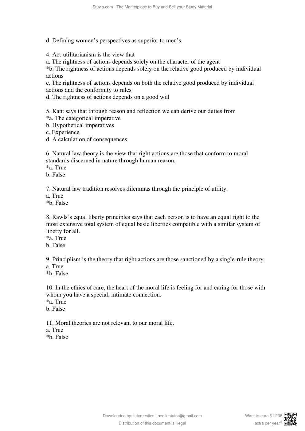 Preview page 4 of Test Bank for Bioethics, Principles, Issues, and Case, 4th Edition By Lewis Vaughn