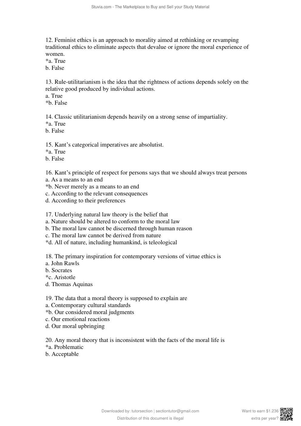 Preview page 5 of Test Bank for Bioethics, Principles, Issues, and Case, 4th Edition By Lewis Vaughn